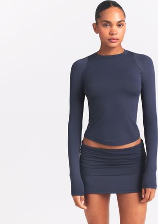 Nike Womens SKIMS Airy Long-Sleeve Crew-Neck Top in Blue | TPLST2752-DRL