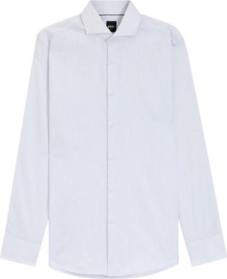 HUGO BOSS Formeel Gestreept Overhemd - Heren - Zakelijke Overhemden - Blauw - 3XL - Katoen - Overhemden
