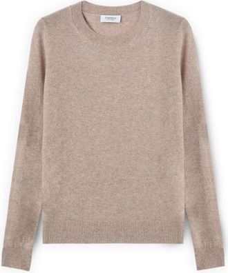 Motivi Cashmere Trui met Geribbelde Mouwen - Dames - Cashmere truien - Beige - M - Nylon - Truien & Vesten