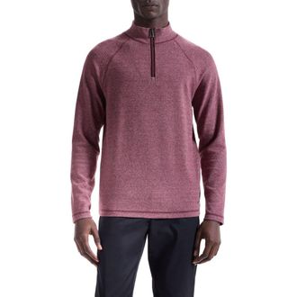 Bugatchi Brushed Cotton Blend Quarter Zip Pullover in Burgundy at Nordstrom Rack, Size X-Large