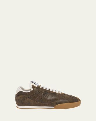 Chlo&eacute; Kick Crackled Leather Retro Low-Top Sneakers