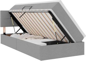 vidaXL Storage Bed with Mattress with Mattress Light Grey 100 x 200 cm vidaXL