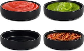 No Brand Juego De Cuencos Para Salsas - 4 Cuencos Redondos De 8,6 X 2,5 Cm Para Salsa De Soja - Cuencos Apilables Para Salsas, K&eacute;tchup, Mostaza Y Sushi (negro 