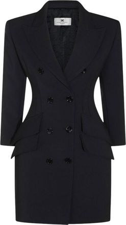 Elisabetta Franchi Black Peaked Lapel Blazer Dress