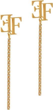 Elisabetta Franchi Orecchini pendenti con logo - - Accessories - Donna - Giallo - ONE SIZE