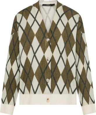 Seventy Cardigan met ruitpatroon - Dames - Vesten - Groen - XS - Wol - Truien & Vesten