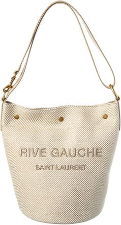 Saint Laurent Rive Gauche Canvas & Leather Bucket Bag