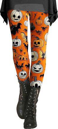 Generic Gym Clothes for Women,Women Leggings Halloween Pattern High Waisted Sport Yoga Pants Pumpkin Skull Printed Gym Stretchy Elegant Slim Fit Skinny Trouse