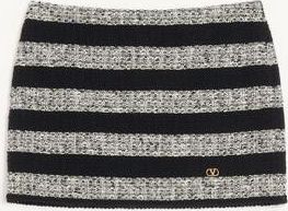 Valentino Mini Mini in Maxi Stripe Tweed Woman IVORY/BLACK 36