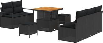 vidaXL Garden Sofa Set with Cushion with Storage 8 pcs Black vidaXL