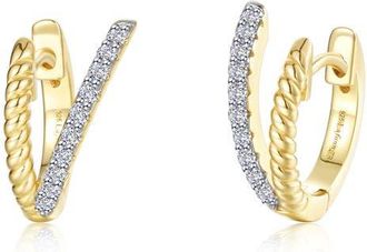 Lafonn Eternal Weave Pav&eacute; Simulated Diamond Huggie Hoop Earrings in Gold at Nordstrom