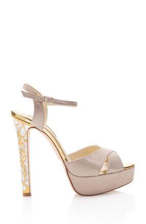 Freya Rose Rose in Bloom Ankle Strap Pearl Heel Sandal in Taupe at Nordstrom, Size 41
