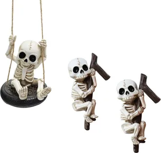 OEM Adorno De Calavera De Resina, 3 Piezas, Figura De Esqueleto