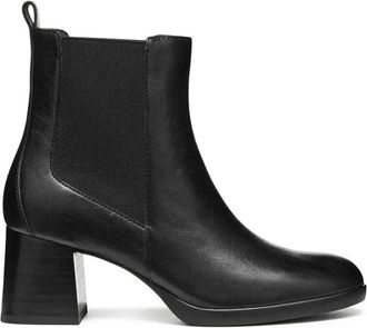 Geox D Walk Pleasure 55 Enkellaarsjes - Dames - Laarzen met Hak - Zwart - 36 EU - Leer - Schoenen