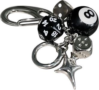 Generic Dice Key Pendant, Gaming Key Ring Accessory, Retro Dice Metal Pendant, Smooth Polished Design, Portable Lightweight Materials, 13.7cm, for Phone, Back