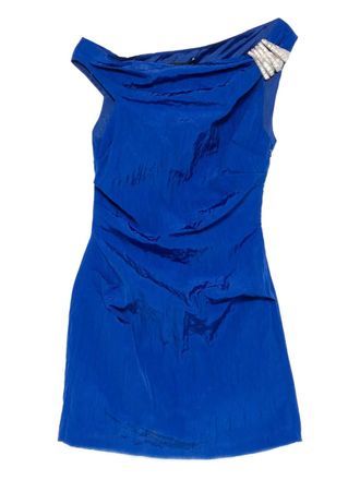 DAVID KOMA asymmetric embellished mini dress - Blue