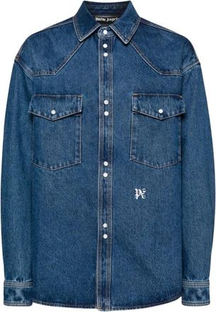 Palm Angels Denim Overhemd - Heren - Spijkeroverhemden - Blauw - L - Denim - Overhemden
