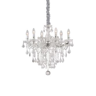 Netlighting Florian 6 Light Crystal Chandelier Chrome Finish E14 in Grey