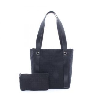 Bulgari Black Canvas Leather Handbag Pouch Tote Bag (Pre-Owned)