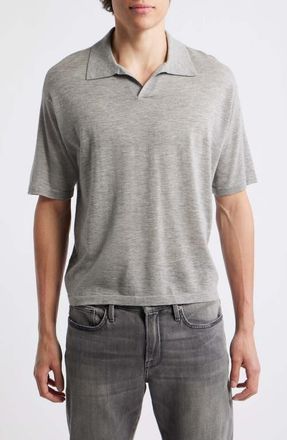 Frame Denim Superfine Merino Wool & Cashmere Sweater Polo in Light Grey Melange at Nordstrom, Size Xx-Large