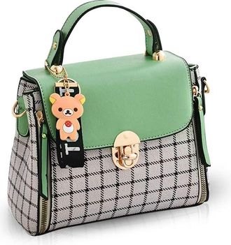 Generic Women Handbags Crossbody Bag Lattice Shoulder Bag PU Leather Messenger Bag Top-Handle Bag with Flap