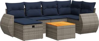 vidaXL Vidaxl - Set Divani Da Giardino 7 Pz Con Cuscini Grigio In Polyrattan