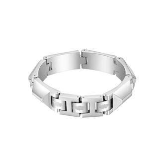 Police Heren Armband Geometrisch Metaal Staal Zwart 200mm - Heren - Armbanden - Grijs - ONE Size - Accessoires