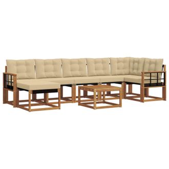 vidaXL Conjunto De Sof&aacute;s De Exterior Con Coj&iacute;n 8 Pcs Natural Y Beige Vidaxl