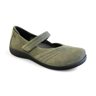 Revere Comfort Shoes Womens Timaru Mary Jane Shoe In Moss Suede