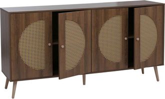 Hhg Aparador Hhg-894, Armario Con Puertas, Cajones, Compartimentos De Almacenamiento, Frente De Polirrat&aacute;n, Mdf Melamina, 80 X 160 X 40 Cm, Marr&oacute;n