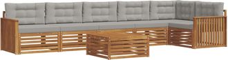 vidaXL Conjunto De Sof&aacute;s De Exterior 7 Uds. Gris Natural Y Claro Vidaxl