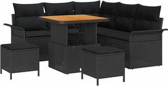 vidaXL Garden Sofa Set with Cushion with Storage 8 pcs Black vidaXL