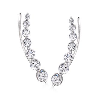 Ross-Simons Diamond Ear Climbers in 14kt White Gold