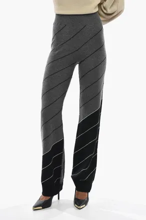 Stella McCartney FRANK STELLA Pantaloni in Lana Vergine Bicolore a Righe Stella McCartney