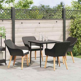 vidaXL Conjunto De Comedor De Jard&iacute;n 5 Pcs Negro Rat&aacute;n Sint&eacute;tico Vidaxl