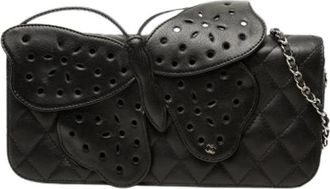 Chanel Pre-owned Quilted Lambskin Crossbody Bag - Dames - Vintage Schoudertas - Zwart - ONE Size - Leer - Vintage