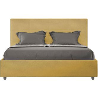 ITYhome Letto contenitore da 160x200 in microfibra ocra Mika