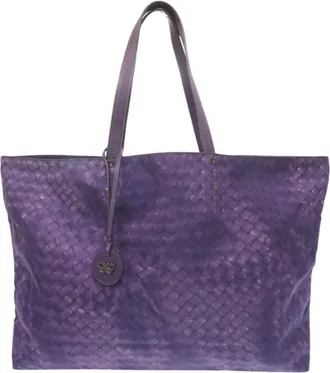 Bottega Veneta Purple Nylon Leather Tote Bag (Pre-Owned)