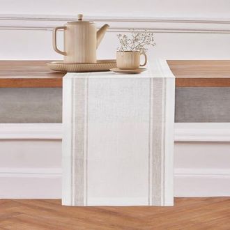 Solino Home Linen Table Runner for Dining Table, Holiday and Everyday Table Decor - Country Stripe in White at Nordstrom, Size Xx-Small