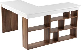 Hanah Home Escritorio De Madera <> 130 X 120 X 72 Cm - Nogal