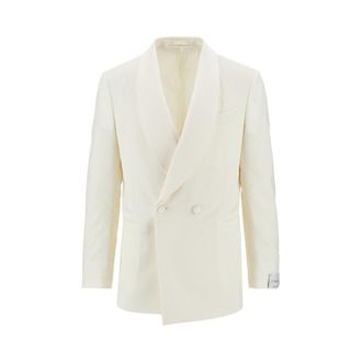 Caruso Satin and wool double-breasted jacket Man 48