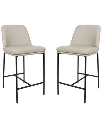 Manhattan Comfort Set Of 2 Loft Metal Vegan Leather Counter Stools