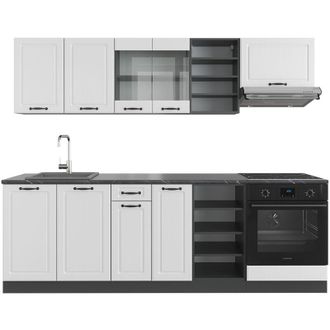 Vicco Mueble De Cocina R-line, Casa De Campo Blanca/antracita, 240 Cm, Et Antracita