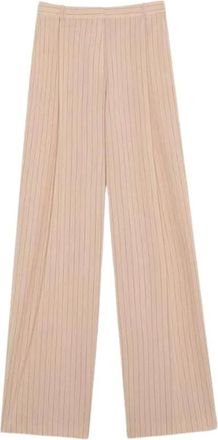 Nina Ricci Gestreept wollen flared broek - Dames - Wijde Broeken - Beige - S - Wol - Broeken