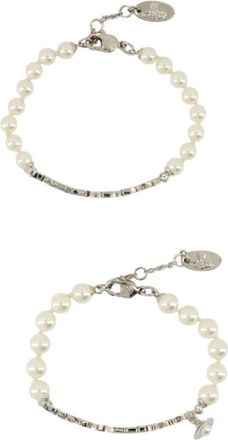 Vivienne Westwood Bracciale con perle e logo - Argento