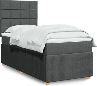 vidaXL Cama Box Spring Con Colch&oacute;n Tela Gris Oscuro 80x200 Cm Vidaxl