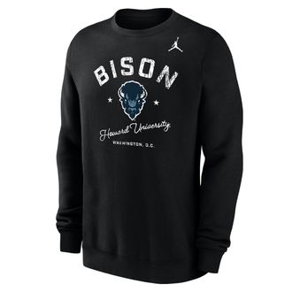 Nike Jordan Mens Jordan College (Howard University) Mens Club Fleece Crew-Neck Sweatshirt in Black | M33778HOWD25-BLK