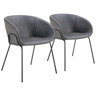 Happy Garden Lote De 2 Sillas De Polipiel Gris Oscuro Andre