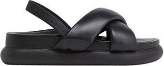 8 by YOOX LEATHER FLATFORM SANDALS