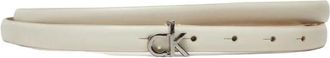 Calvin Klein Witte Leren Riem Minimalistische Gesp - Dames - Riemen - Wit - ONE Size - Leer - Accessoires